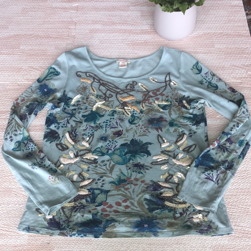 Sundance Embroidered Sequin Long Sleeve Tee